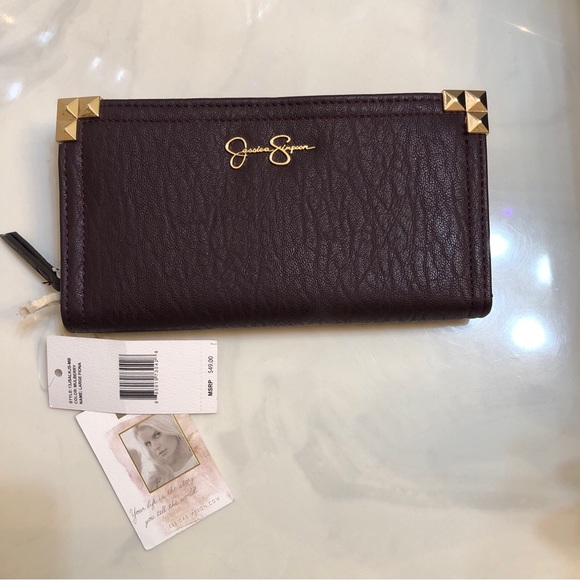 Jessica Simpson Large Fiona Faux Leather Wallet Color Mulberry NWT - Picture 12 of 13
